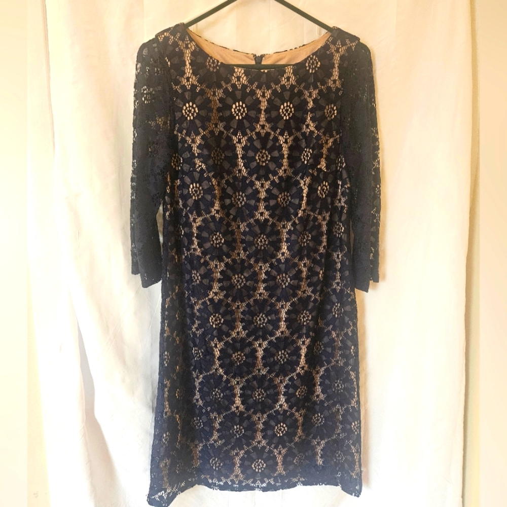 Elegant Navy Lace Dress